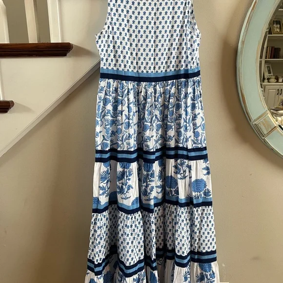 CHELSEA & Theodore Sleeveless Tiered Maxi Dress cotton small - Picture 6 of 7